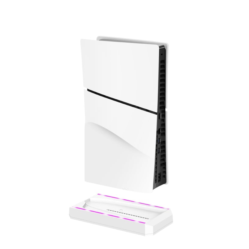 Stojan pre PS5 Slim s podstavcom, držiakom na ovládač a háčikom na slúchadlá, viacúrovňové RGB osvetlenie