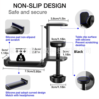 Xinqicheng Sulankstomas ausinių laikiklis su kabliuku iš aliuminio lydinio – Modelis RZ901, bendrojo biurui ir dovanom, pritaikymas galimas
