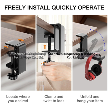 Xinqicheng Sulankstomas ausinių laikiklis su kabliuku iš aliuminio lydinio – Modelis RZ901, bendrojo biurui ir dovanom, pritaikymas galimas