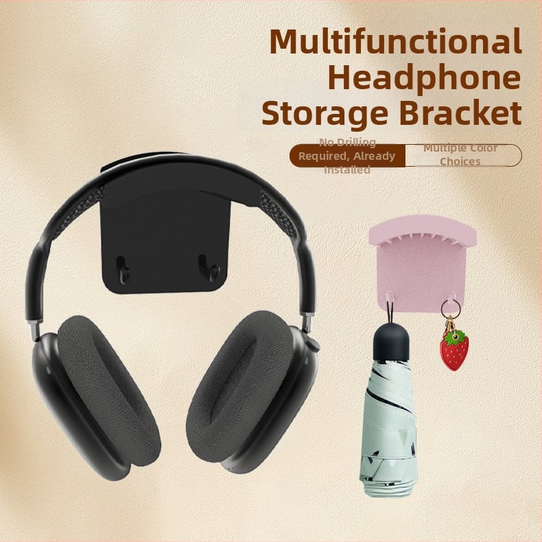 Suport multifuncțional pentru căști pentru montaj pe perete, birou și sub birou — Model Z17, greutate 60 g, compatibil cu căști