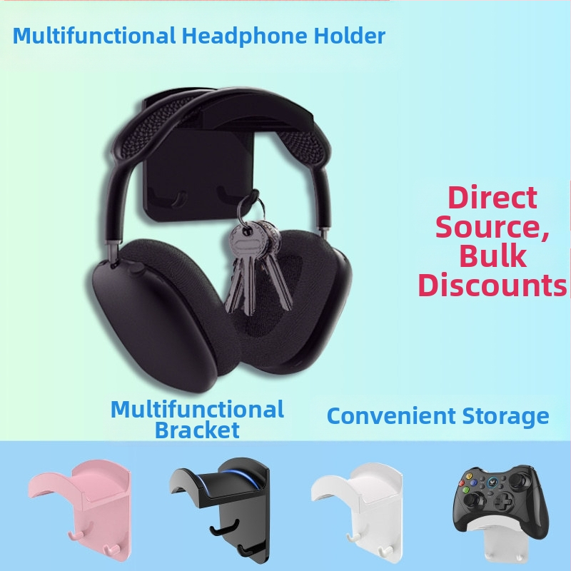 Suport multifuncțional pentru căști pentru montaj pe perete, birou și sub birou — Model Z17, greutate 60 g, compatibil cu căști