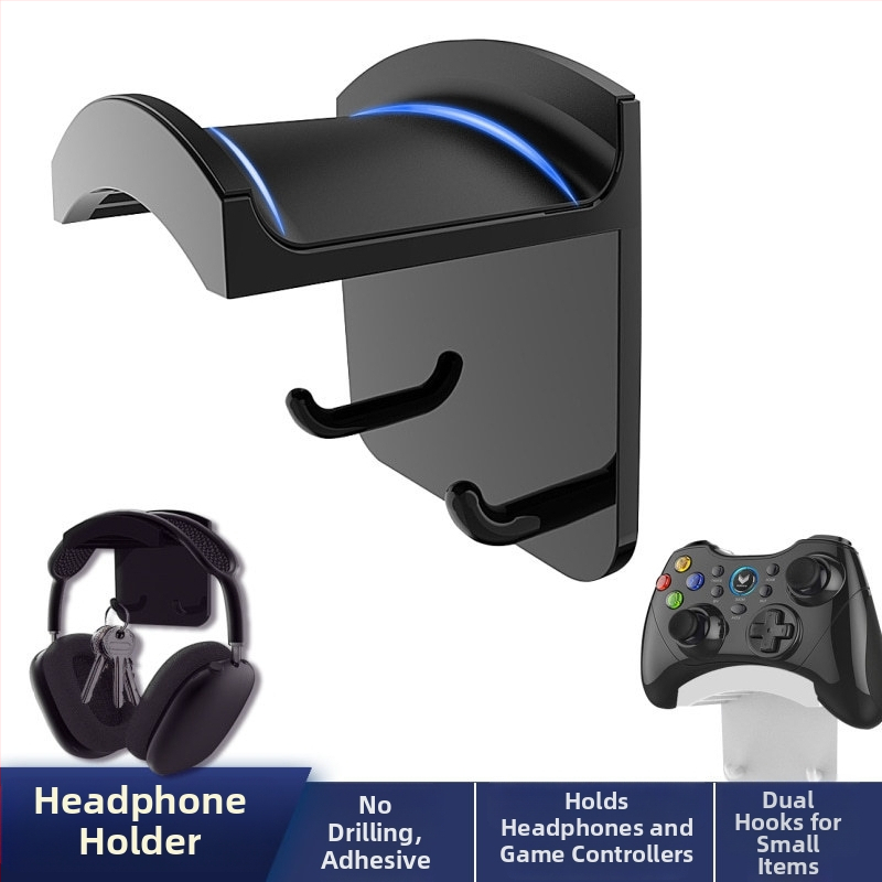 Suport multifuncțional pentru căști pentru montaj pe perete, birou și sub birou — Model Z17, greutate 60 g, compatibil cu căști