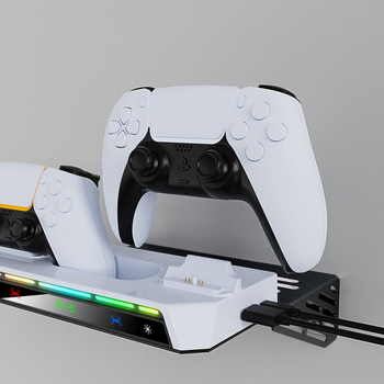 Zidni držač za PS5 Slim/PS5 Pro s dockingom za punjenje i držačem za slušalice, USB-C sučelje, ABS materijal