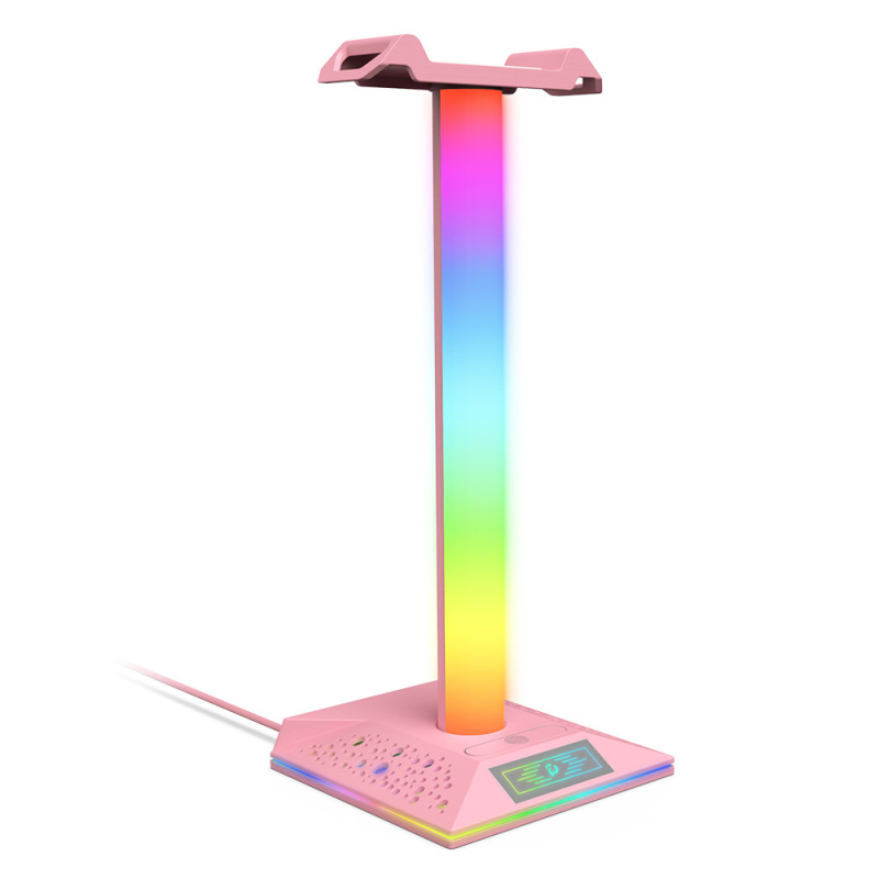 EB05 RGB osvijetljena stolna držač za slušalice, USB hub, silikon