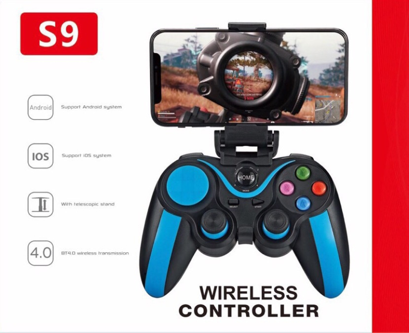 Controler de joc wireless S9 pentru dispozitive mobile — compatibil iOS/Android, corp ABS, fără vibrații, interfață USB