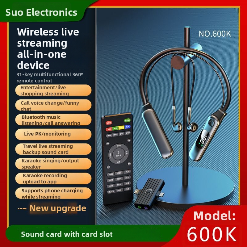 Tiesioginių transliacijų ausinės su įmontuota garso plokšte, belaidis Bluetooth, modelis 600K, skirta tiesioginiams transliavimams, paruoštos privatinei ženklinimui