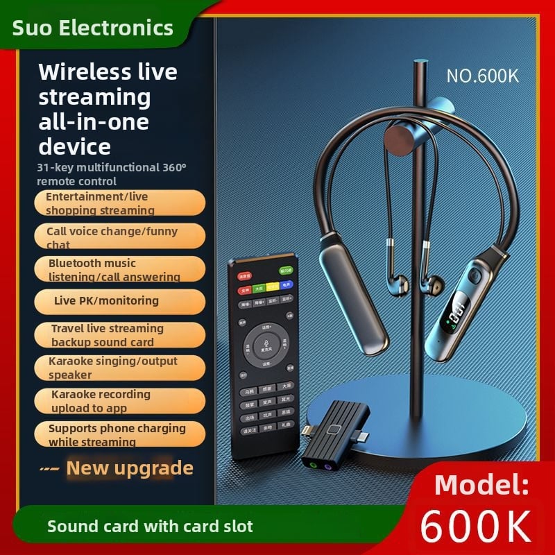 Tiesioginių transliacijų ausinės su įmontuota garso plokšte, belaidis Bluetooth, modelis 600K, skirta tiesioginiams transliavimams, paruoštos privatinei ženklinimui