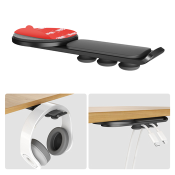 Darbalaušio ausinių laikiklis su 360-degree pasukamu laikikliu ir kabelių laikymu, lydinio medžiaga, universalus stilius