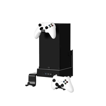 Bază de perete pentru Xbox Series X cu ventilator de răcire și iluminare RGB; corp din ABS, conexiune Type-C, spațiu de depozitare pentru căști