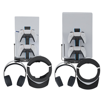 PS5 Pro/Slim zidni držač s ventilatorom za hlađenje, stanicom za punjenje kontrolera i skladištem za VR headset
