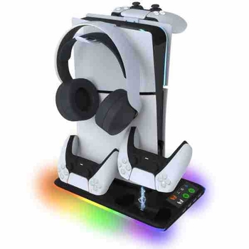 Univerzalni stalak za hlađenje PS5 Pro/Slim s RGB osvjetljenjem, punjač za kontroler i vješalica za slušalice