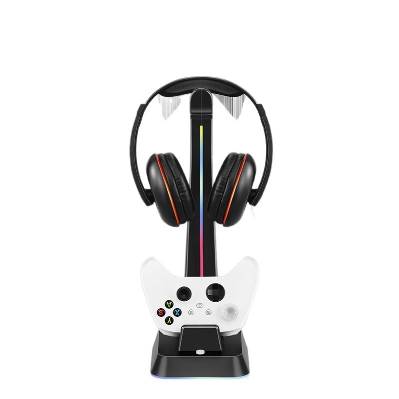 Punjački stalak za PS5/PS4/XSX/Switch Pro kontroler s držačem slušalica i RGB osvjetljenjem