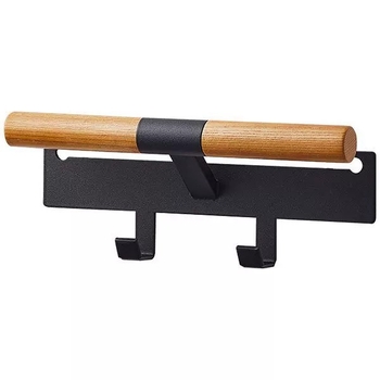 Cuier de ușă pentru căști și rucsac, cârlige duble, oțel carbon, stil modern minimalist, mobil, fără găuri