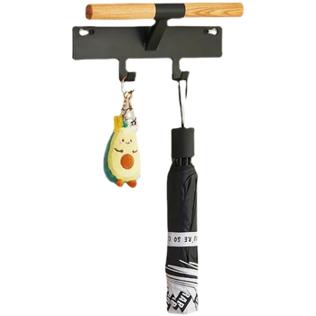 Cuier de ușă pentru căști și rucsac, cârlige duble, oțel carbon, stil modern minimalist, mobil, fără găuri