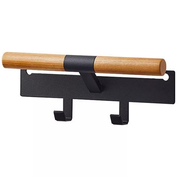 Cuier de ușă pentru căști și rucsac, cârlige duble, oțel carbon, stil modern minimalist, mobil, fără găuri