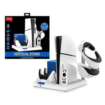 IPEGA Bază de răcire multifuncțională pentru PS5 Slim/PS5/PS5 Pro cu extindere USB și iluminare; suport pentru discuri și căști; ABS