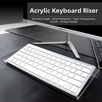 Tastatūras pacēlāja turētājs — caurspīdīgs akrila piespraudītais turētājs darbvirsmas datoram ar noliekamu plāksni