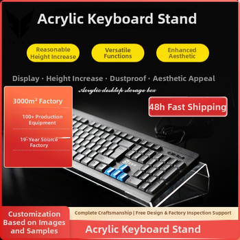 Akrila tastatūras statīvs ar atbalstu, montāža bez urbumiem, regulējams augstums un slīpums, modelis ZZ03