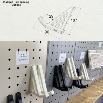 Klaviatūras uzglabāšanas stiprinājums perforētai plāksnei ar apaļām atverēm, piemērots metāla plāksnei ar apaļām atverēm, cauruma diametrs 6 mm, atveru attālums 16/25/26/30 mm