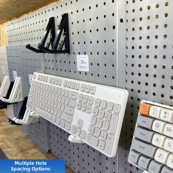 Klaviatūras uzglabāšanas stiprinājums perforētai plāksnei ar apaļām atverēm, piemērots metāla plāksnei ar apaļām atverēm, cauruma diametrs 6 mm, atveru attālums 16/25/26/30 mm