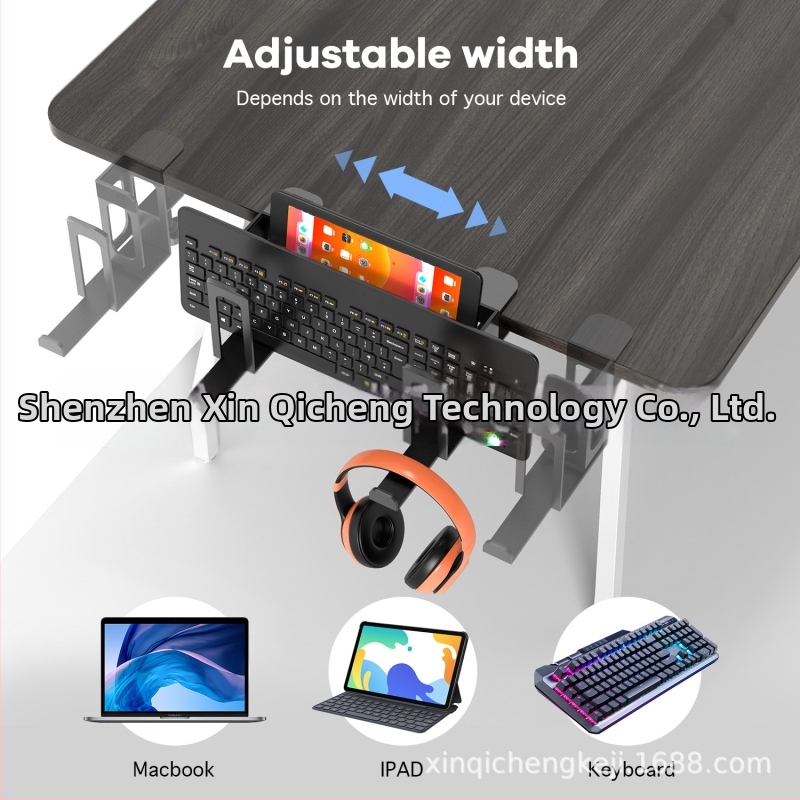 Laptopa statīvs C3 ar sānu tastatūras uzglabāšanu, austiņu turētāju, planšetdatora turētāju • 30970679243 • 2024. gada marts • klaviatūras uzglabāšanas sānu uzstādījums • dubultvirsma