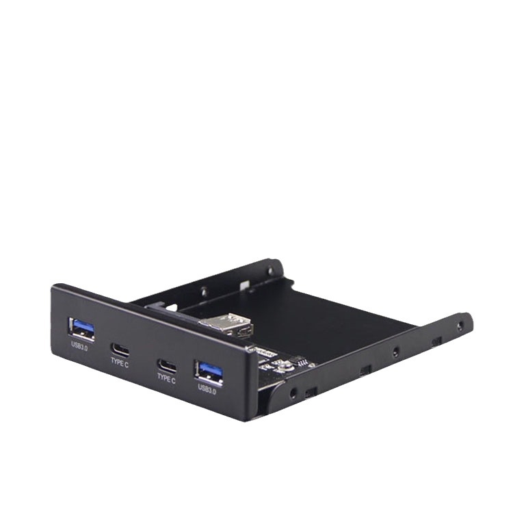USB hub prednji panel: 19-pin/20-pin na Type-C + USB 3.0 adapter kartica, Skyworth 3510 čip, 5 Gbps, dimenzije 13.5×10×2.5 cm