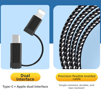OTG adaptér kábel pre zvukovú kartu pre živé vysielanie, dvojstranný, rozhrania Lightning/Type-C/USB-A, dĺžka 1,5 m + 1 m, OTG čip
