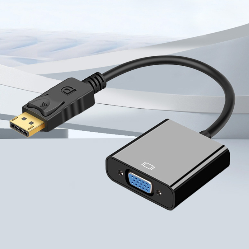 DP към VGA адаптер кабел — мъжки към женски конектор; VGA интерфейс; високопроизводителен чип; 1000 Mbps; дължина 23 см