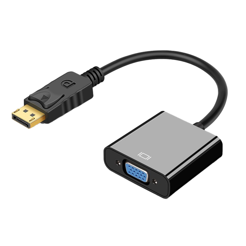 DP към VGA адаптер кабел — мъжки към женски конектор; VGA интерфейс; високопроизводителен чип; 1000 Mbps; дължина 23 см