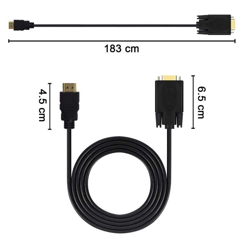 HDMI към VGA адаптер кабел със CS5210 чип, медно ядро