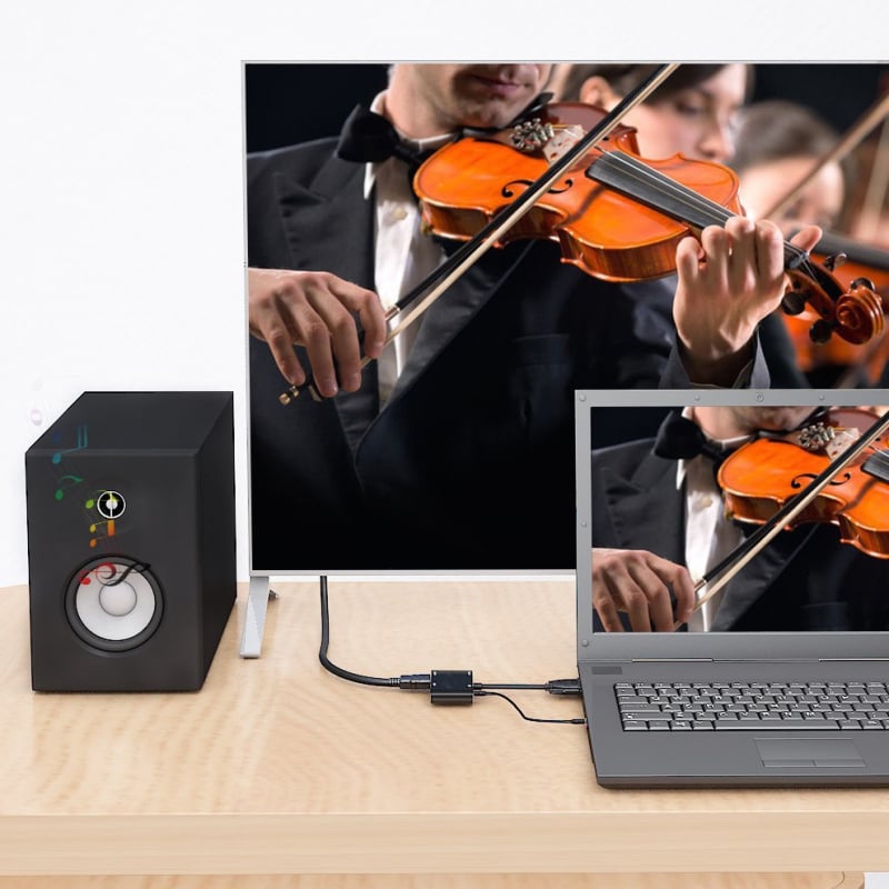 VGA–HDMI 2–in–1 adapterkábel, VGA csatlakozó, rézmag, 1–2 osztó