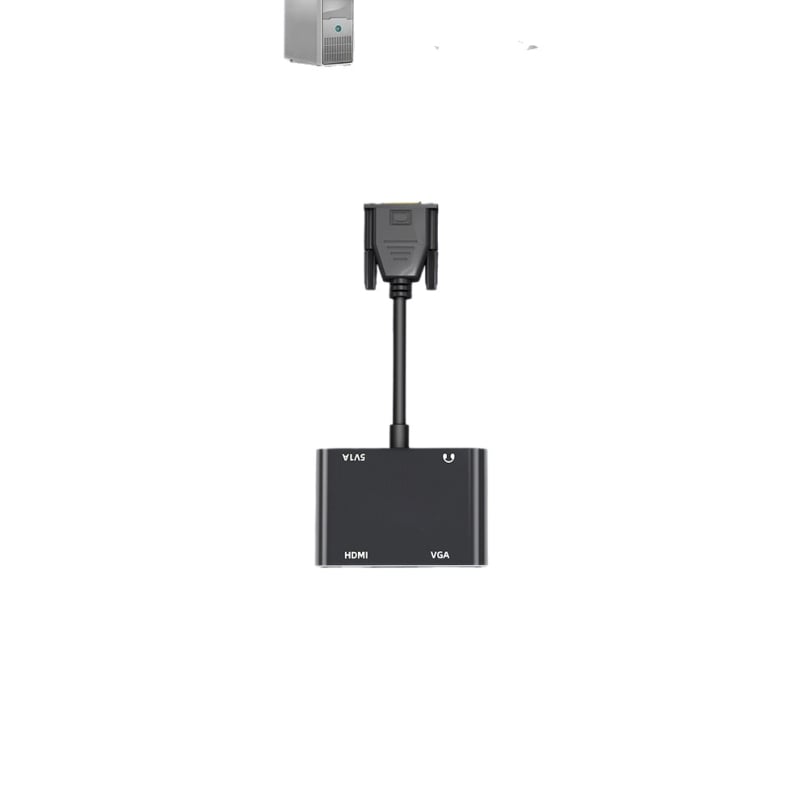 VGA–HDMI 2–in–1 adapterkábel, VGA csatlakozó, rézmag, 1–2 osztó