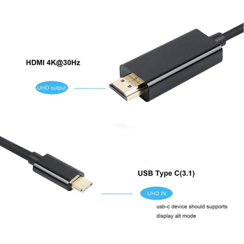Type-C προς HDMI αρσενικός προσαρμογέας 4K 30Hz (HDMI, 2171U chip, 10000 data rate, COPPER CORE, Patch cord)