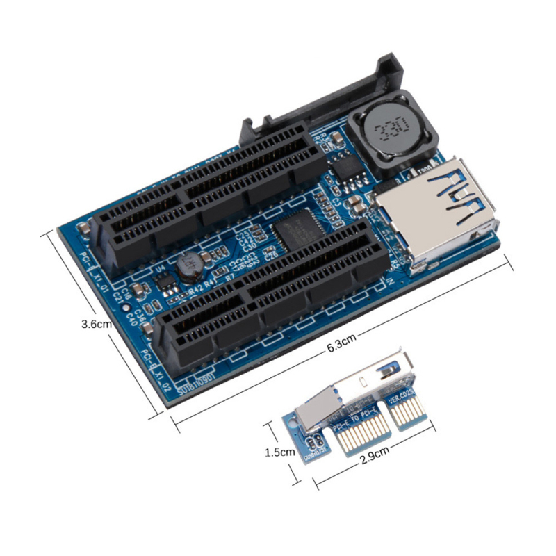 PCIe 1× na 4× dvojportový predlžovací kábel, 0,6 m, PCIe adaptér