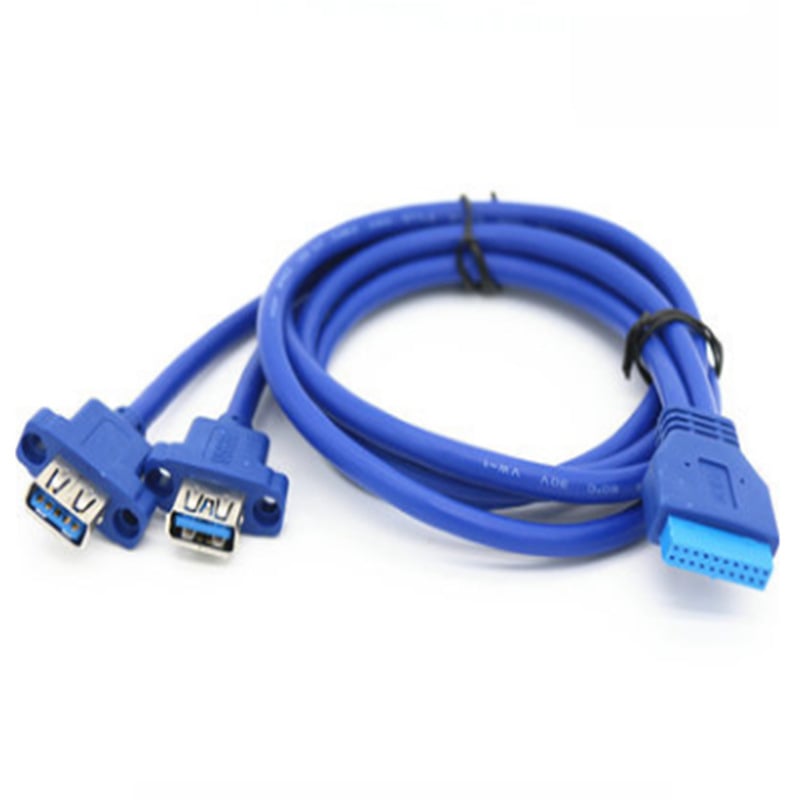USB 3.0 20-pin kabel za header matične ploče do stražnjeg PCI nosača, 1x2 splitter, bakreno jezgro, duljina 0,3 m/0,5 m