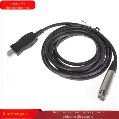 USB na XLR mikrofón kábel – strieborné pokovené jadro, čip 3, jediný konektor