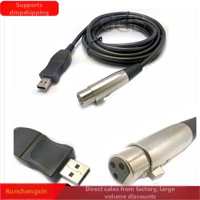 USB na XLR mikrofón kábel – strieborné pokovené jadro, čip 3, jediný konektor