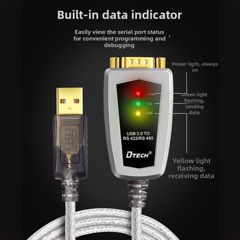 DT-5119 USB-RS485/422 átalakító kábel, USB–serial interfész, rézmag
