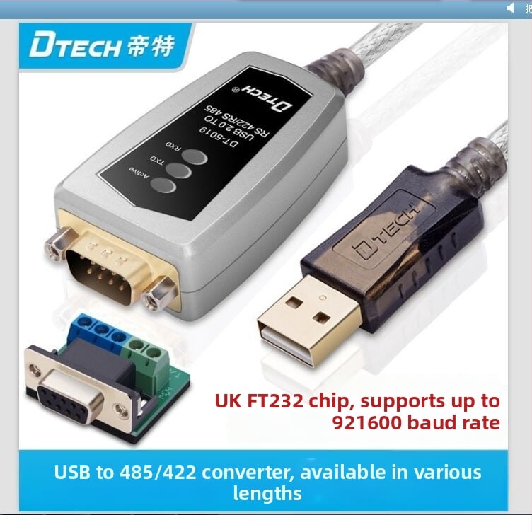 DT-5119 USB-RS485/422 átalakító kábel, USB–serial interfész, rézmag