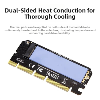 M.2 NVMe PCIe 3.0 x4 adaptera karte, M-Key, PCIe barošanas padeve, 6 Gbps