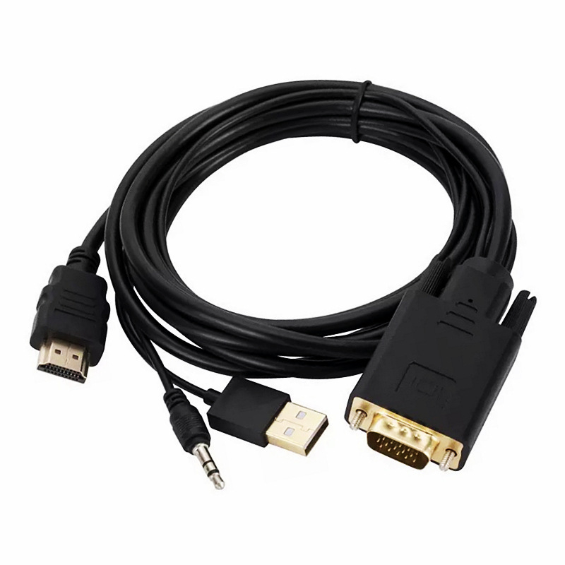 VGA na HDMI adapter kabel s 1080P zvukom, 8 Gbps, Ms9288c čip, duljina 1,8 m