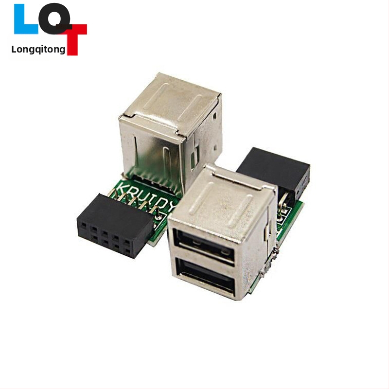 Adaptér karta pre dosku: 9-pin na 2-port USB 2.0, USB rozširovací HUB, Longqitong