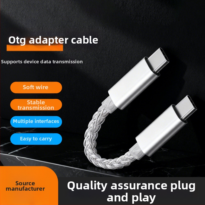 OTG adaptér kábel – modely OT01 (C-to-A) a OT02 (C-to-C), striebroplátované jadro, OTG rozhranie, dátový prenos 35
