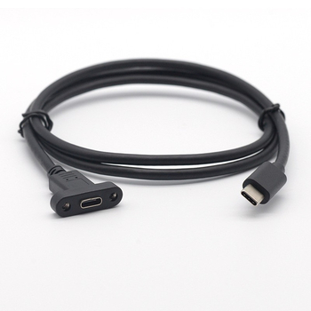 Type-C muško–ženski produžni kabel s ušima i vijcima, USB 2.0, 480 Mbps, bakreno jezgro
