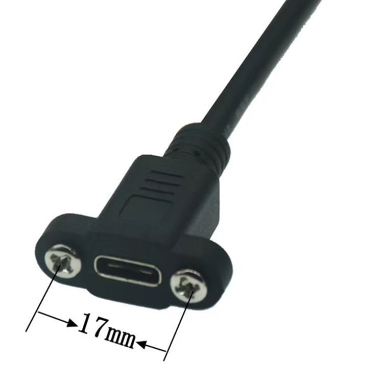 Type-C muško–ženski produžni kabel s ušima i vijcima, USB 2.0, 480 Mbps, bakreno jezgro