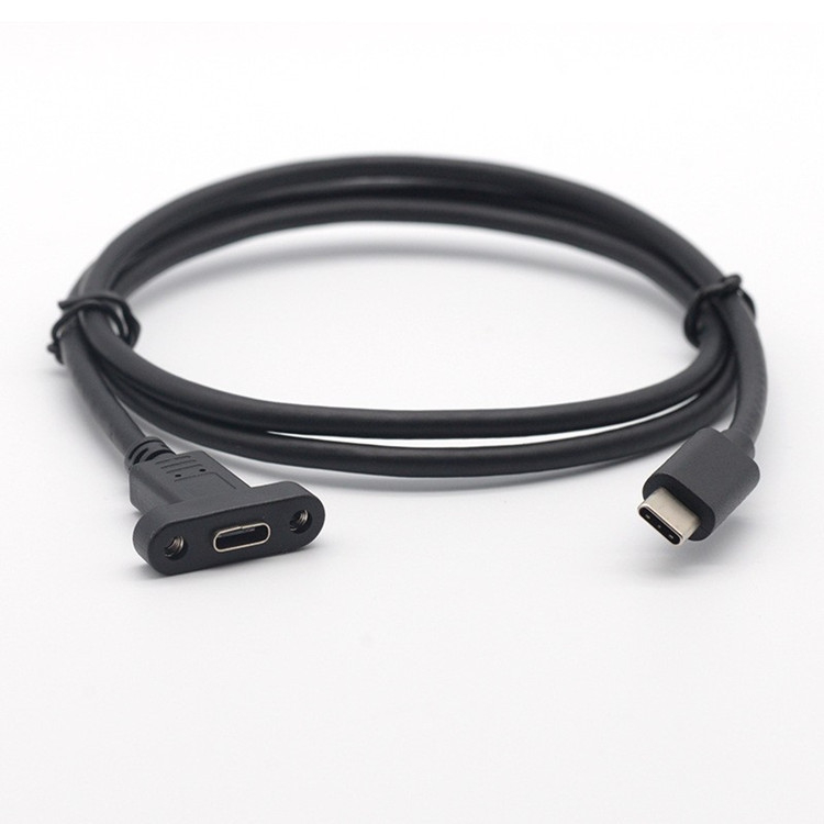 Type-C muško–ženski produžni kabel s ušima i vijcima, USB 2.0, 480 Mbps, bakreno jezgro