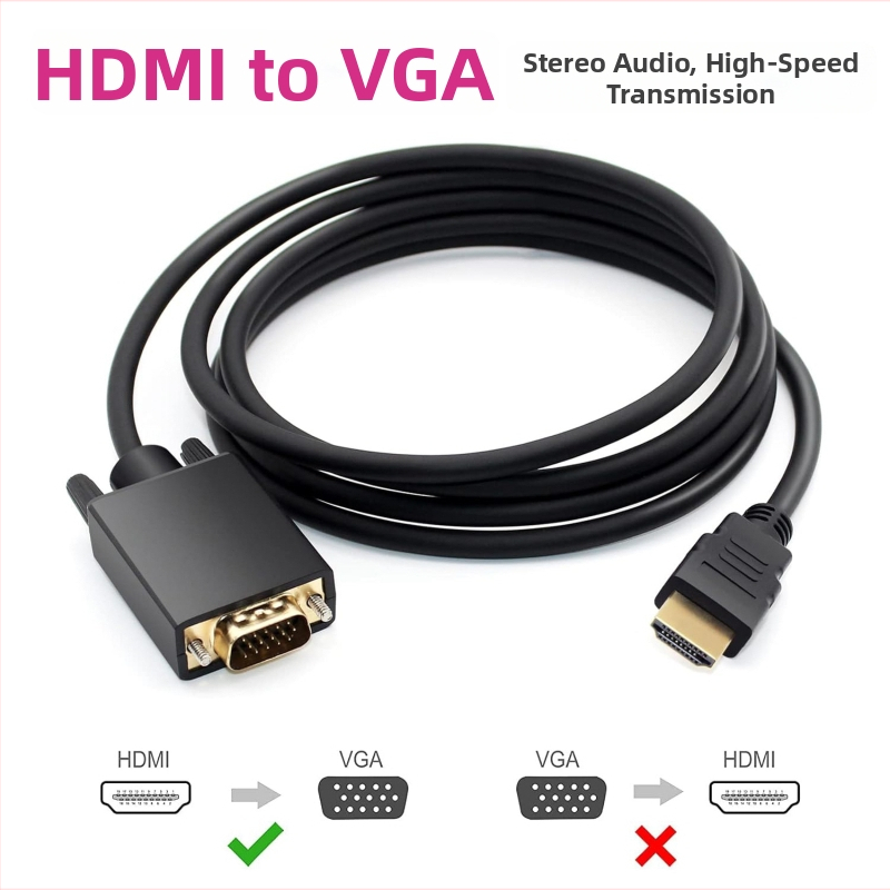 HDMI na VGA adaptér kábel s vysokokvalitným čipom – CCS-24, VGA rozhranie, 100 MB/s, dĺžka 1m/1.8m/3m