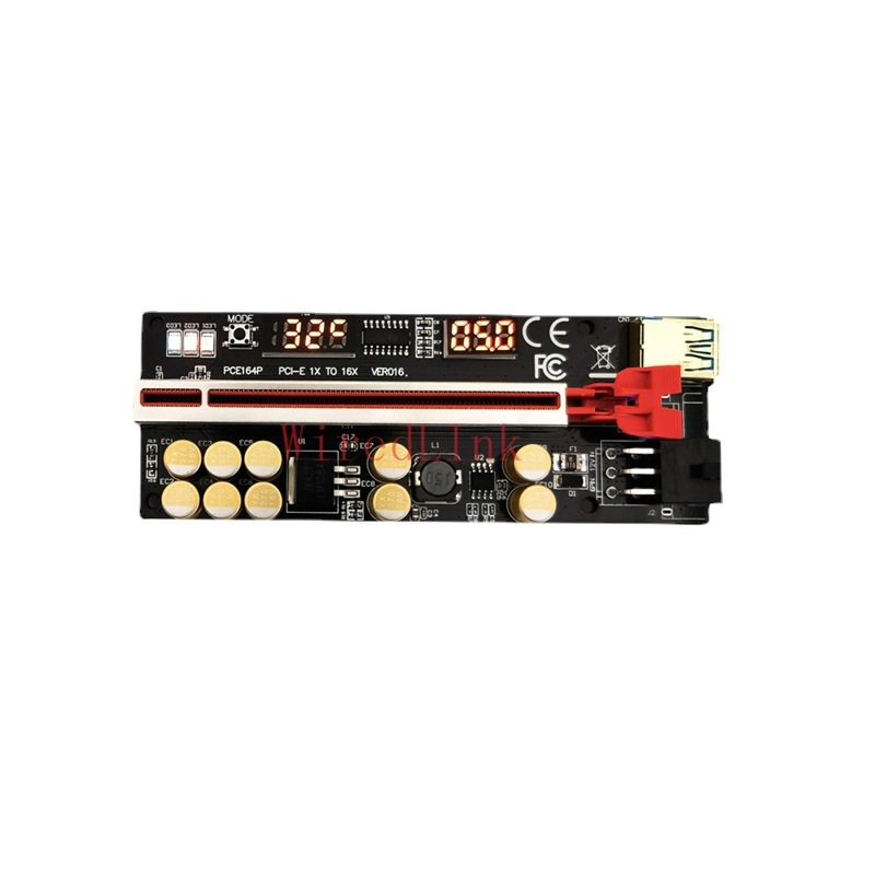 PCIe USB–PCI adaptér s displejom teploty a napätia, predlžovací kábel pre grafickú kartu 1x–16x, model XHX-V016, dĺžka 60 cm