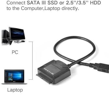 AWD8 cablu adaptor USB 3.0 la SATA pentru HDD/SSD de 2.5/3.5 inch, controler JM578, 35 cm, conductor din cupru, un singur capăt