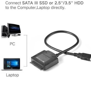 AWD8 cablu adaptor USB 3.0 la SATA pentru HDD/SSD de 2.5/3.5 inch, controler JM578, 35 cm, conductor din cupru, un singur capăt